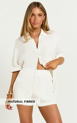 Tristan Shorts - Crochet Knit Relaxed Shorts in Cream