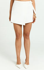 Tyler Skort - High Waisted Adjustable Tie Crossover Skort in Off White