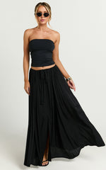 Under The Twilight Maxi Skirt - Thigh Split Skirt in Black