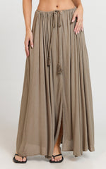 Under The Twilight Maxi Skirt - Thigh Split Skirt in Olive
