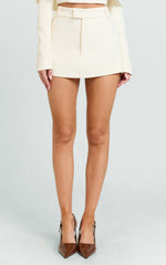 Ursula Mini Skirt - Structured Tailored Skirt in Cream