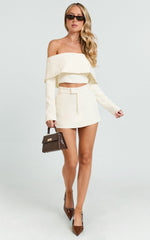 Ursula Mini Skirt - Structured Tailored Skirt in Cream