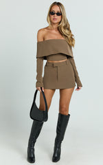 Ursula Mini Skirt - Structured Tailored Skirt in Khaki