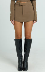 Ursula Mini Skirt - Structured Tailored Skirt in Khaki