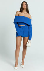 Ursula Mini Skirt - Structured Tailored Skirt in Cobalt