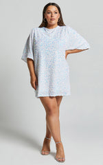 Valetta Mini Dress - Sequin low back shift dress in White