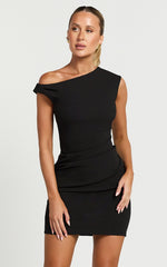 Vilma Mini Dress - One Shoulder Bodycon Dress in Black