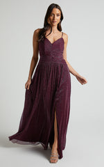 Vivienne Maxi Dress - Sweetheart Ruched Bodice in Burgundy
