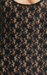 Wanda Maxi Dress - Lace Scoop Neck Low Back Bodycon Dress in Black