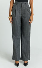 Nora Pants - Pinstripe Tailored Relaxed Pants in Grey Pinstripe