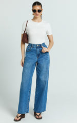 Whitney Tee Shirt - High Crew Neck in White