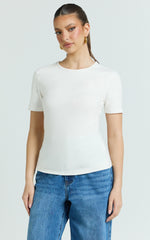 Whitney Tee Shirt - High Crew Neck in White