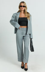 Willow Pants - Cropped Straight Leg Mid Rise Trouser Pants in Grey