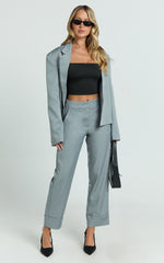 Willow Pants - Cropped Straight Leg Mid Rise Trouser Pants in Grey
