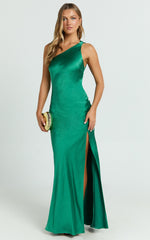 Zahra Maxi Dress - One Shoulder Tie Back Dress in Emerald