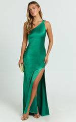 Zahra Maxi Dress - One Shoulder Tie Back Dress in Emerald