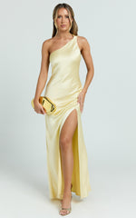 Zahra Maxi Dress - One Shoulder Tie Back Dress in Lemon