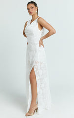 Ziva Maxi Dress - Jacquard Cowl Neck Dress in White